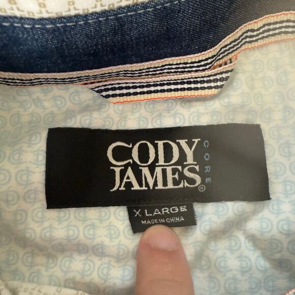 Cody James Men's White Tan Printed Short Sleeve Button Up Western Shirt Size XL - Picture 3 of 5